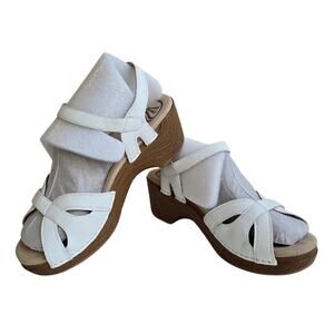 White Sandals Dansko Season Size 9.5-10 EU 40 Leather Platform Clog Ankle Strap